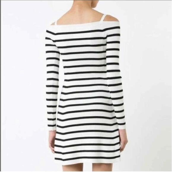 Theory Pirellia Prosecco Striped Cold Shoulder Ribbed Knit Dress - Picture 3 of 8